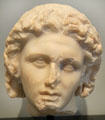 Greek marble head of Alexander the Great at Getty Museum Villa. Malibu, CA.