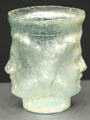 Roman mold-blown glass double-headed Janus cup at Getty Museum Villa. Malibu, CA.