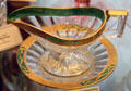 Glass sauce boat with gold trim at Historical Glass Museum. Redlands, CA.