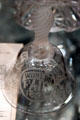 Glass dinner bell marks Chicago Worlds Fair at Historical Glass Museum. Redlands, CA.