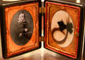Tintype of William Wallace "Willie" Lincoln & lock of his hair who died Feb. 20, 1862 at Lincoln Shrine. Redlands, CA.
