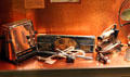 Early electrical toaster, hair curler & iron at San Bernardino County Museum. Redlands, CA.