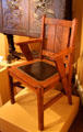 Mission-style oak chair dating from opening when hotel was known as Glenwood Inn at Mission Inn Museum. Riverside, CA.