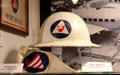 World War II American Civil Defense steel helmet & armband at March Field Air Museum. Riverside, CA.