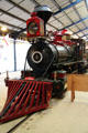 Nose, lantern & cowcatcher of Grizzly Flats narrow gauge steam locomotive #2 at Orange Empire Railway Museum. Perris, CA.