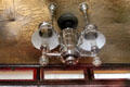 Grizzly Flats railway Argand oil lamp in passenger car at Orange Empire Railway Museum. Perris, CA.
