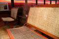 Reversible wicker seats on trolley car at Orange Empire Railway Museum. Perris, CA.