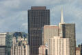 Bank of America Center between stepped Marriott, & Transamerica pyramid. San Francisco, CA.