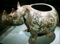 Bronze ritual wine vessel in form of rhinoceros from China at Asian Art Museum. San Francisco, CA.
