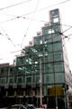 Glass step pyramidal cinema building at Van Ness & Sutter. San Francisco, CA.