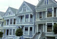 Pastel Victorian houses on Alamo Square. San Francisco, CA.