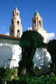 Mission Dolores chapel outer adobe wall & cemetery. San Francisco, CA.