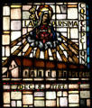 La Purisima Concepcion mission in stained glass at Mission Dolores. San Francisco, CA.