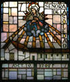 Nuestra Señora de la Soledad mission in stained glass at Mission Dolores. San Francisco, CA.