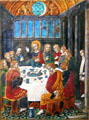 Last Supper enamel on copper plaque by Couhlin Noyer of Limoges, France at Legion of Honor Museum. San Francisco, CA.