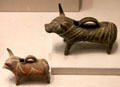 Two terracotta Bull askos from Cyprus at Legion of Honor Museum. San Francisco, CA.