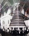 Print showing Heinz 57 booth with giant cone where each ring shows one of its 57 products at Panama-Pacific International Exposition in private collection. San Francisco, CA.