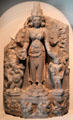 Hindu deity Parvati with her sons Ganesha & Skanda sculpture from Eastern Bangladesh at Asian Art Museum. San Francisco, CA.