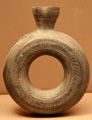 Stoneware ring-shaped bottle from Hiroshima, Japan at Asian Art Museum. San Francisco, CA.