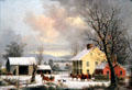 Winter in the Country painting by George Henry Durrie at de Young Museum. San Francisco, CA.