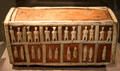 Kalaallit wooden box with human & animal figures from Angmagssalik , Greenland at de Young Museum. San Francisco, CA.