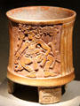 Maya ceramic tripod vessel from Guatemala at de Young Museum. San Francisco, CA.