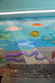 WPA mural with fish & eel at National Maritime Museum. San Francisco, CA.