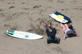 Beach surf boarders near Cliff House. San Francisco, CA.
