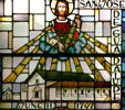 Stained glass detail of San Jose de Guadalupe Mission. CA.