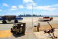 Alameda Naval Air Museum with transport ships beyond. Alameda, CA.