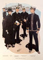 Graphic of U.S. Naval uniforms at Alameda Naval Air Museum. Alameda, CA.