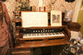 Fremont's upright piano & music score at Mariposa Museum. Mariposa, CA.