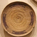 Northern Me-wuk sifting basket in flicker design by Jennifer Bates-Lyons at Tuolumne County Museum. Sonora, CA.