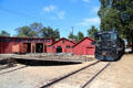 Sierra Railway switching locomotive 1265 before roundhouse at Railtown 1897 State Historic Park. Jamestown, CA