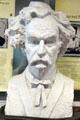 Bust of Sam Clemens / Mark Twain sculpted by Ushangi Kumelashvili of Tbilisi, Georgia, loaned by Calaveras County Arts Council, at Angels Camp Museum. Angels Camp, CA.