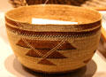 Twin weave basket hat for a woman made by Karok tribe at Calaveras County Downtown Museum. San Andreas, CA