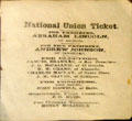 National Union Ticket list for Abraham Lincoln election including John Bidwell for Congress at Bidwell Mansion house museum. Chico, CA.