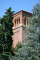 Tower of Trinity Hall at California State University Chico. Chico, CA.