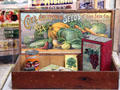 Cox California Seed box & other agricultural products at Oakland Museum of California. Oakland, CA.