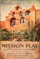 Graphic of Old San Gabriel Mission for Mission Play at Oakland Museum of California. Oakland, CA.