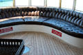 Wide sofa on back deck of USS Potomac allowed Roosevelt to sit without seeming handicapped. Oakland, CA