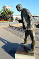 Statue of Jack London honors Oakland's native son & author at Jack London Square. Oakland, CA.