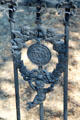 Iron gate makers mark by Iron Fence & Gate Co. of Decatur, Texas at Cohen-Bray House. Oakland, CA.