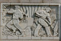 Art Deco relief of miner & farmer on Boulder County Courthouse. Boulder, CO.