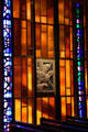 Crucifixion scene by Lumen Martin Winter in lower Catholic chapel of USAF Academy Chapel. Colorado Springs, CO.