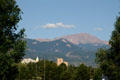 View of Pike's Peak over Colorado Springs. Manitou Springs, CO.