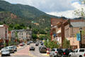 Streetscape of town of Manitou Springs. Manitou Springs, CO.
