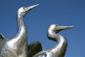 Detail of Whooping Crane heads of Rights of Spring sculpture by Kent Ullberg. Colorado Springs, CO
