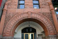 Original carved stone arch of 1889 Masonic Building. Denver, CO.