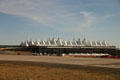 Elrey Jeppesen Terminal with Teflon-coated fiberglass roof at Denver International Airport. Denver, CO.